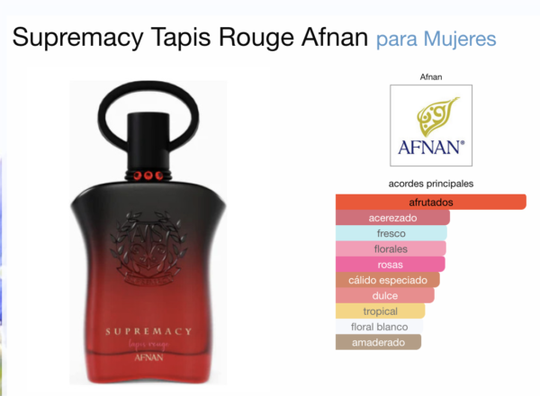 Afnan Supremacy Tapis Rouge EDP (Dama) - 100 ml - Imagen 2